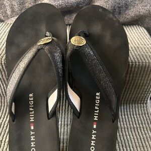 Tommy Hilfiger Black Glitter Flip Flops